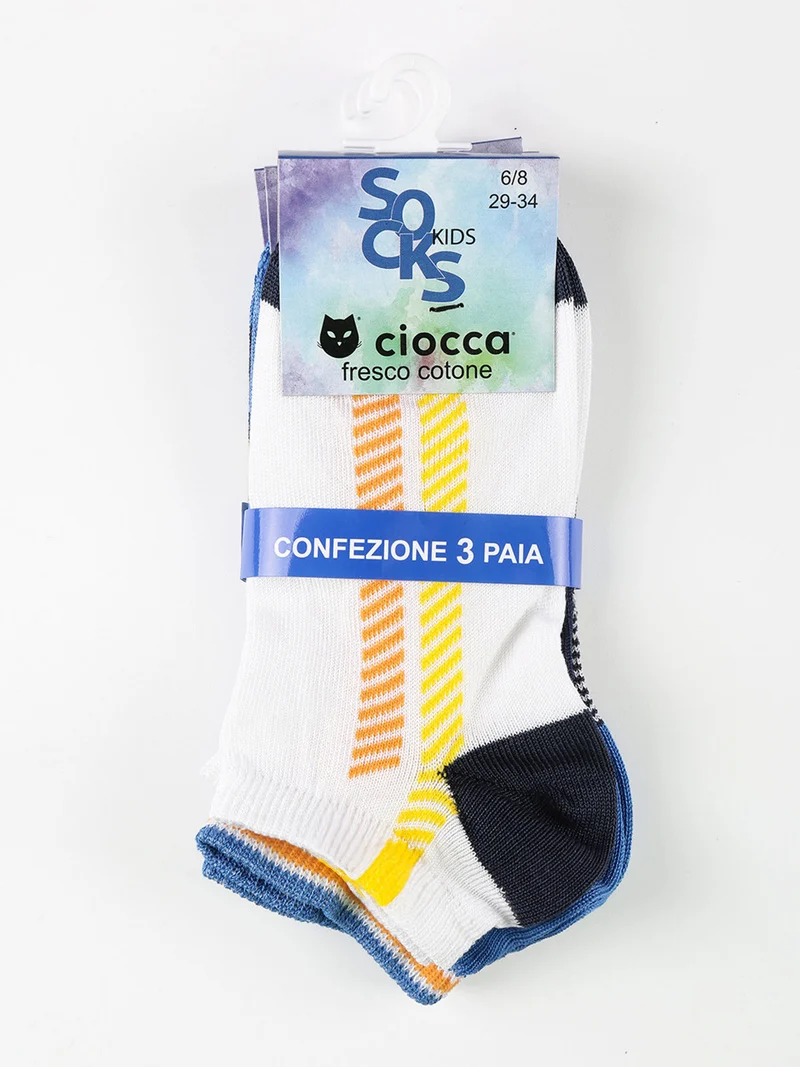 Calze corte in cotone da bambino. Confezione da 3 paia - bianco
