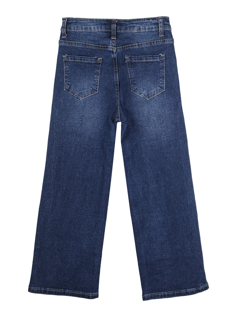 Jeans da bambina a gamba larga con strass e borchie - jeans