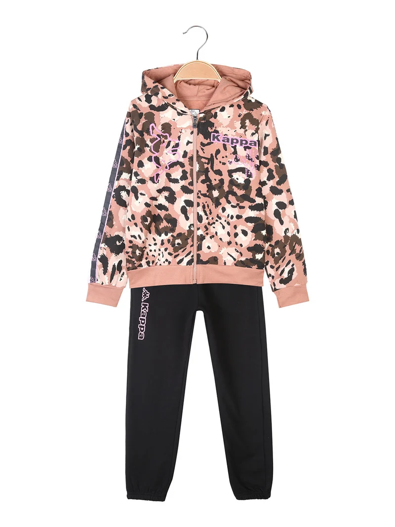 Completo tuta da ragazza 2 pezzi full zip con cappuccio e interno felpato - marrone