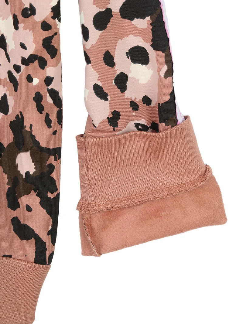 Completo tuta da ragazza 2 pezzi full zip con cappuccio e interno felpato - marrone