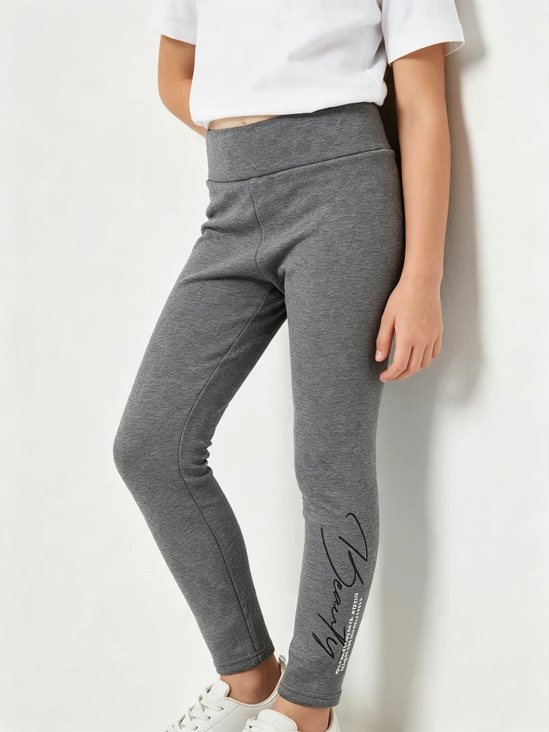 Leggings felpati da bambina - grigio scuro
