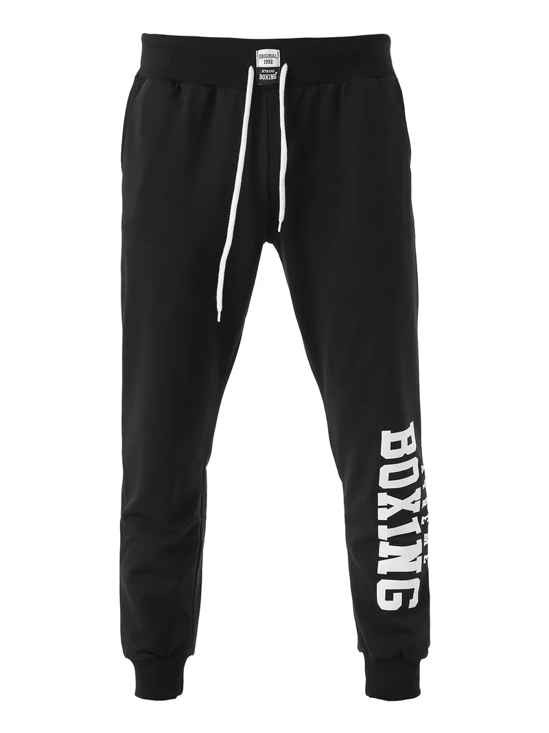 Pantaloni tuta da uomo in cotone con coulisse e logo - nero