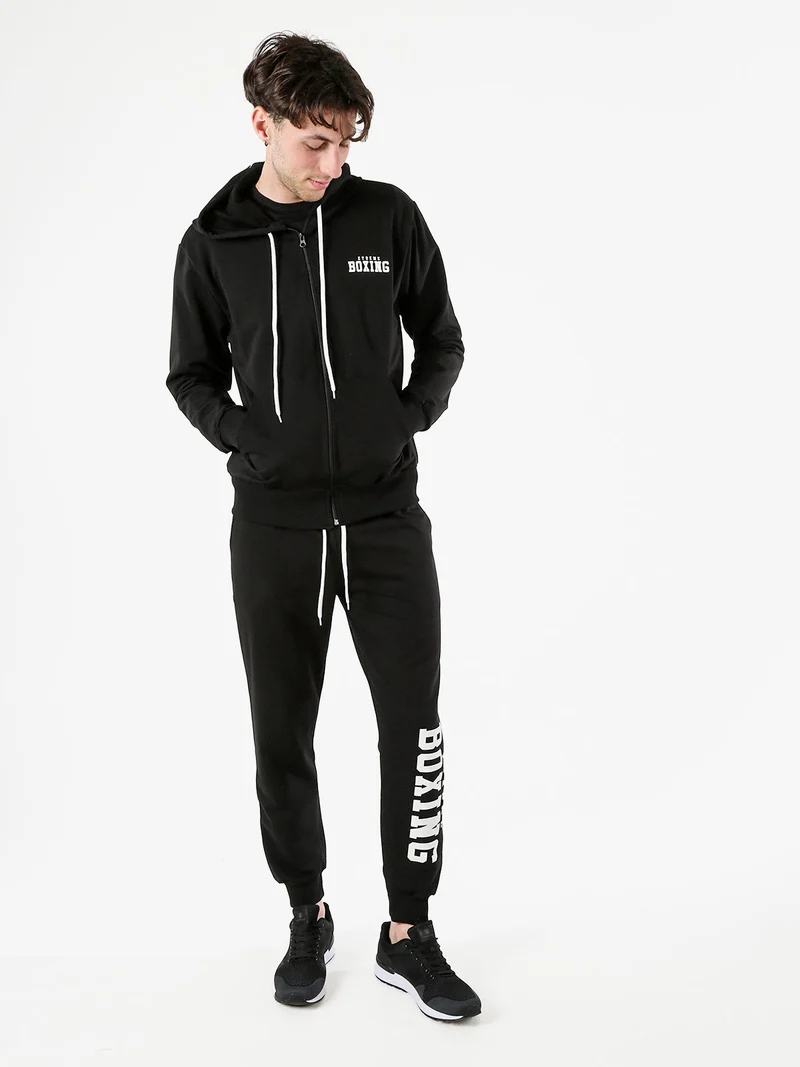 Pantaloni tuta da uomo in cotone con coulisse e logo - nero