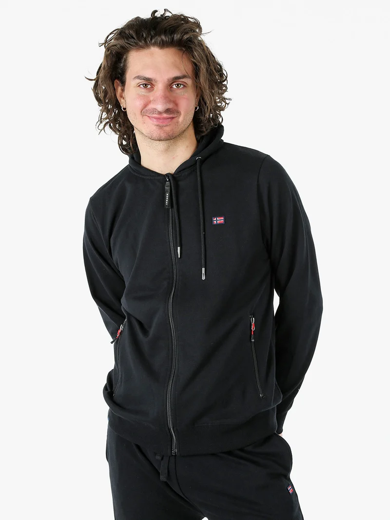 Felpa da uomo full zip con cappuccio - nero