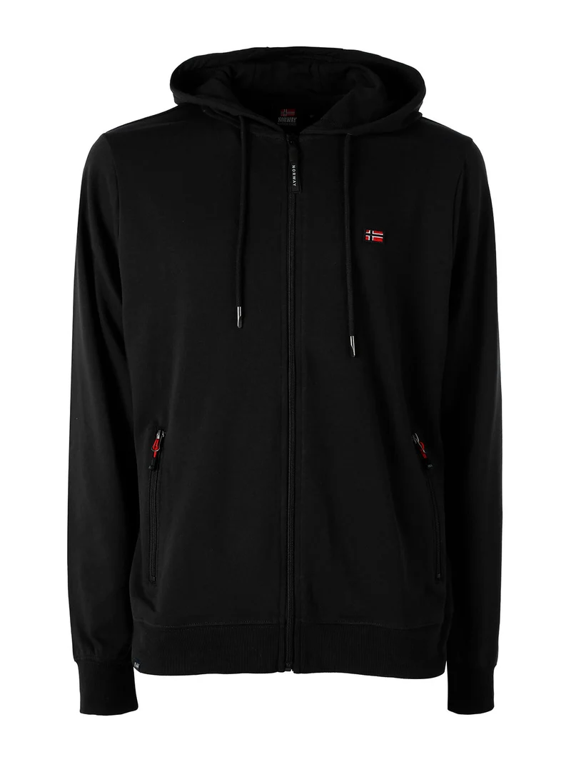 Felpa da uomo full zip con cappuccio - nero