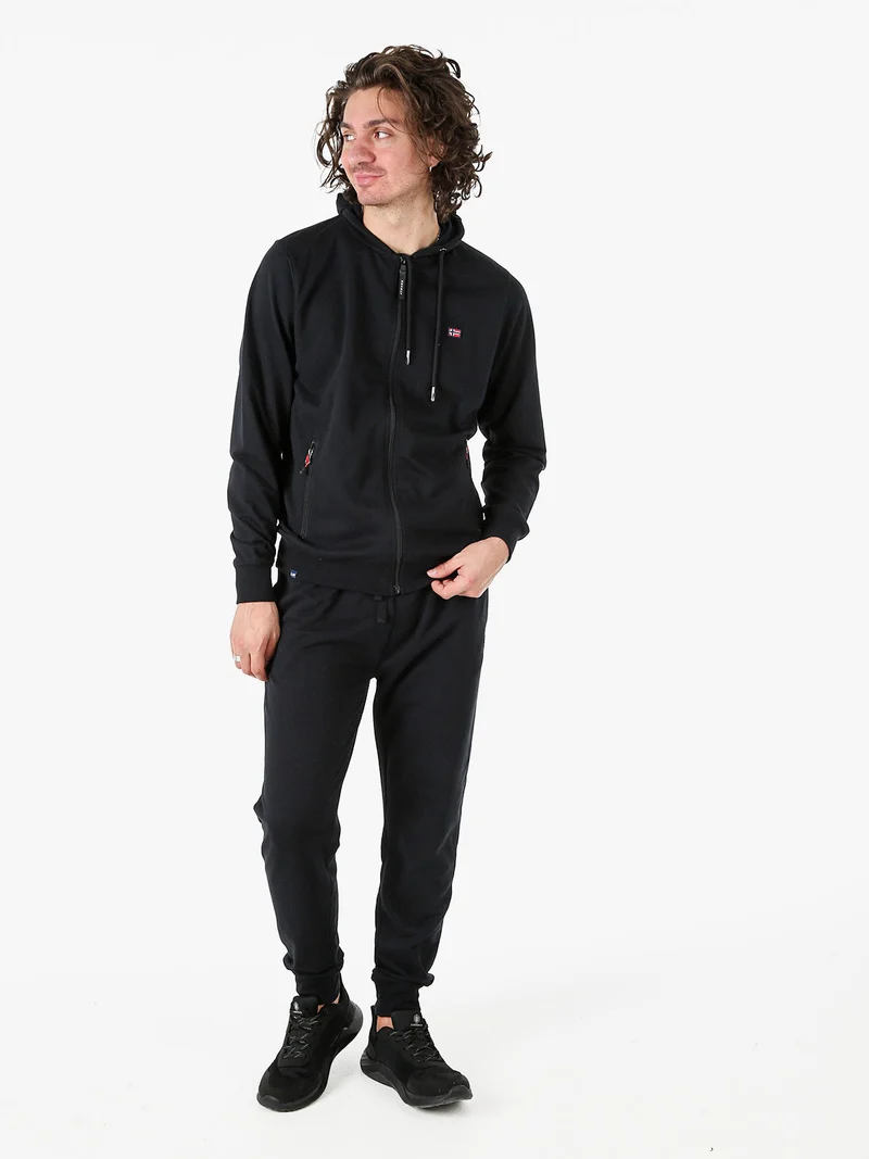 Felpa da uomo full zip con cappuccio - nero