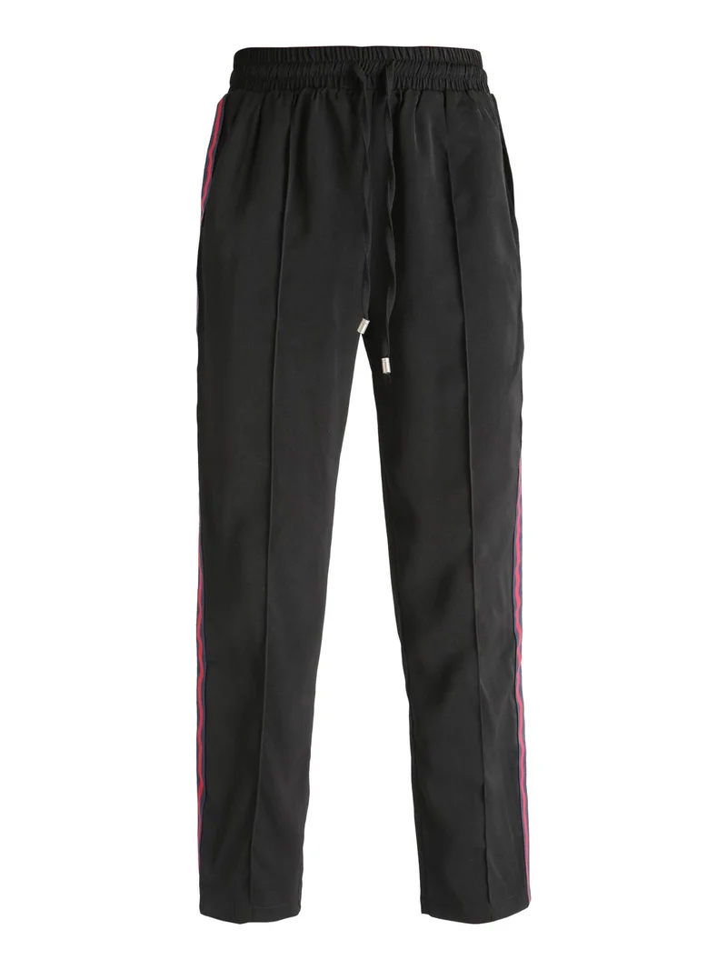 Pantaloni donna con strisce laterali - nero