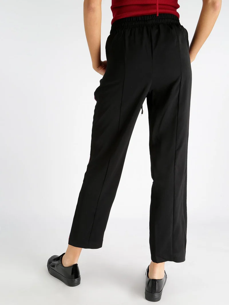 Pantaloni donna con strisce laterali - nero