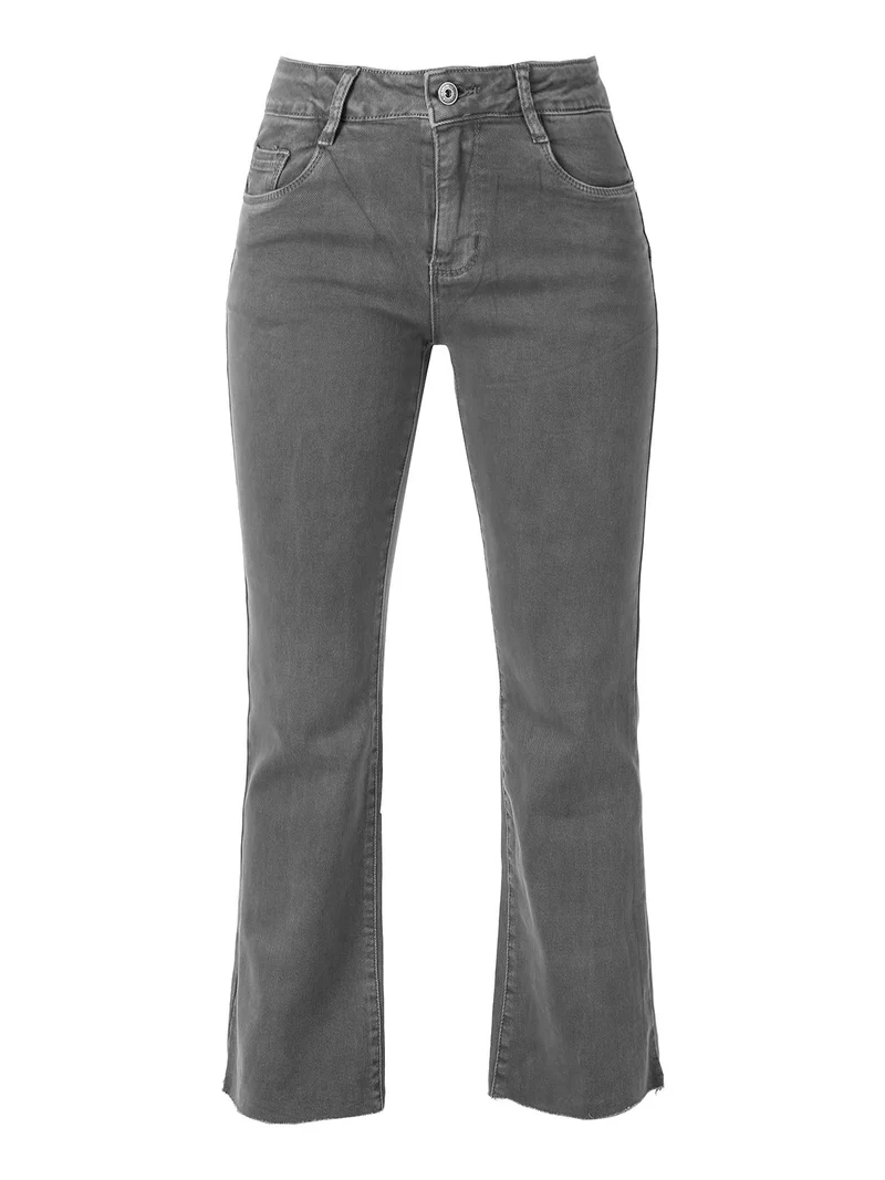 Jeans donna cropped con finale taglio laser - grigio