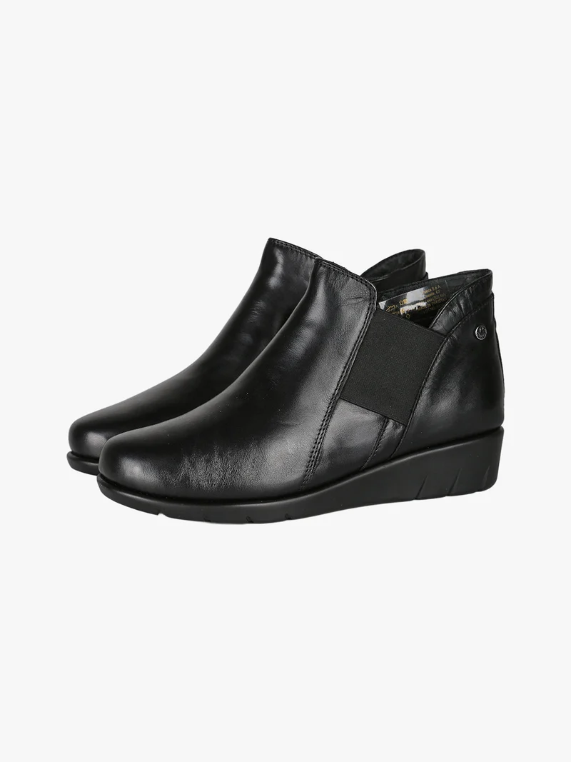 Stivaletti donna in pelle con zeppa - nero