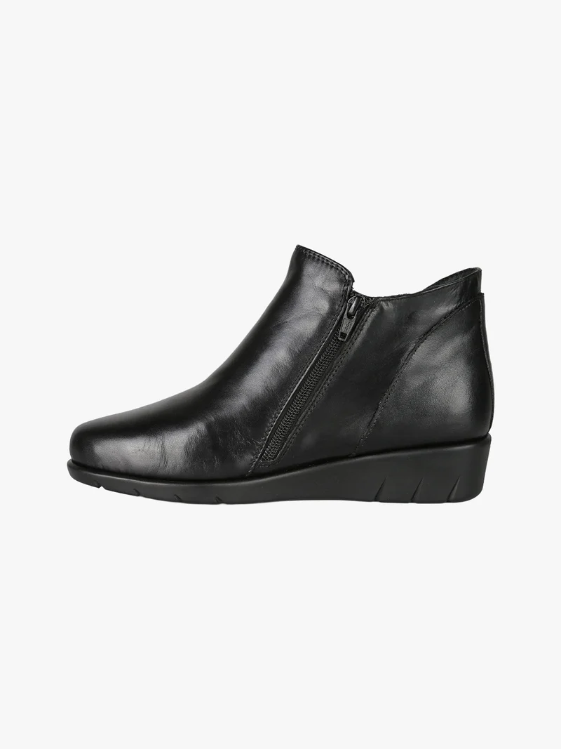 Stivaletti donna in pelle con zeppa - nero