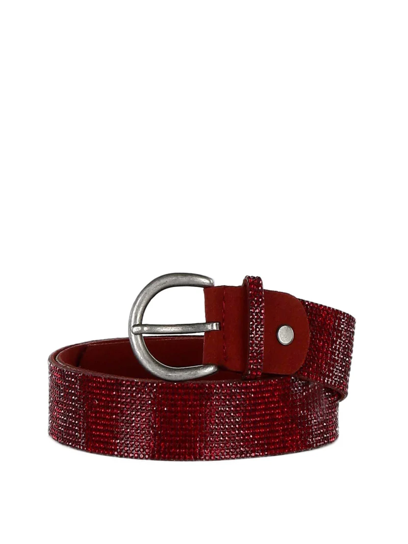 Cintura in ecopelle con strass - bordeaux
