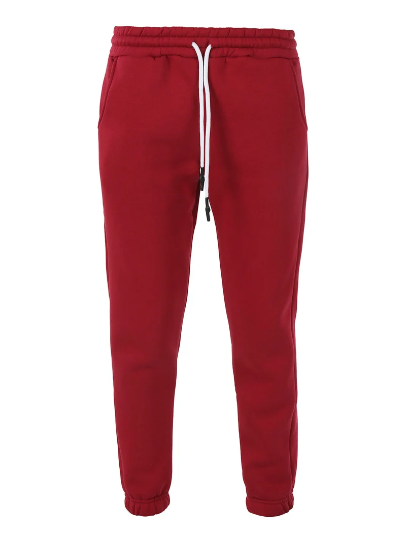 Pantaloni tuta da donna felpati con coulisse - bordeaux