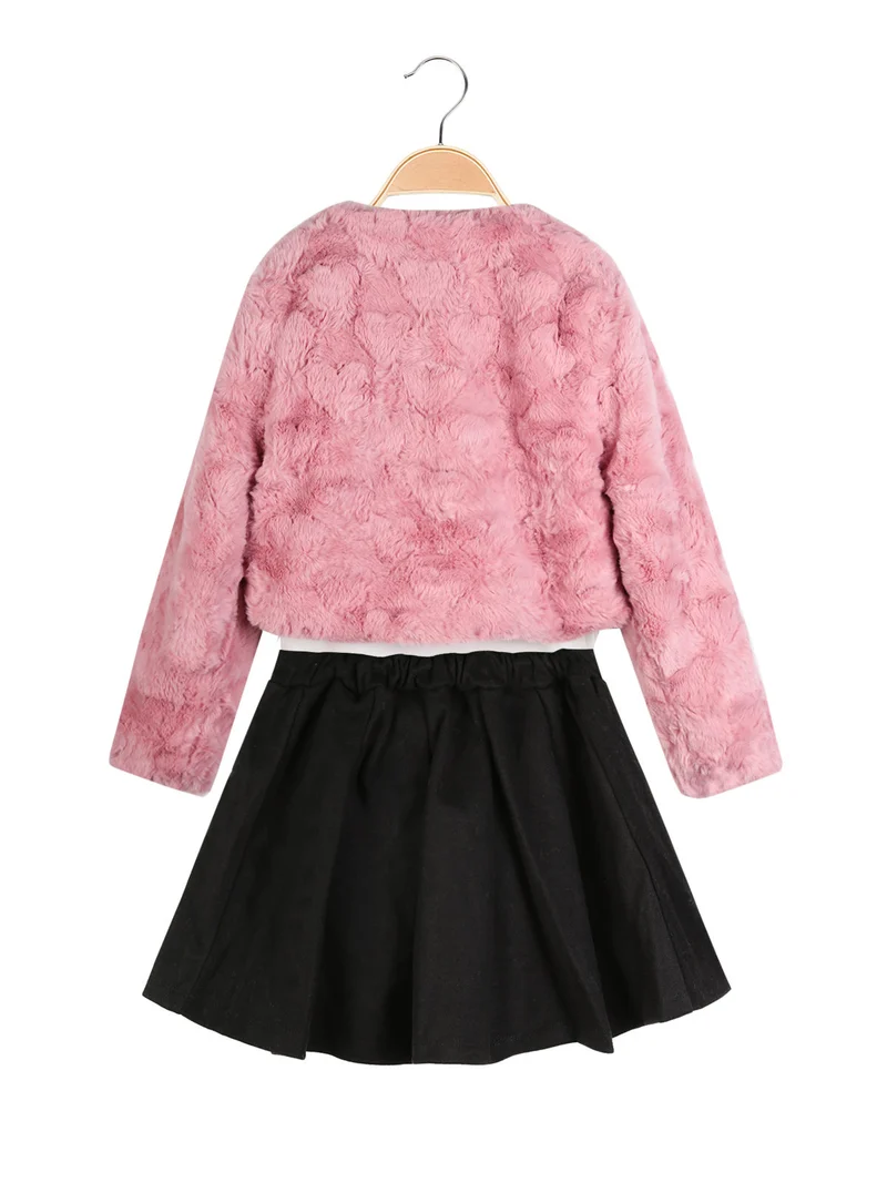 Completo 3 pezzi da bambina con giacca e gonna - rosa