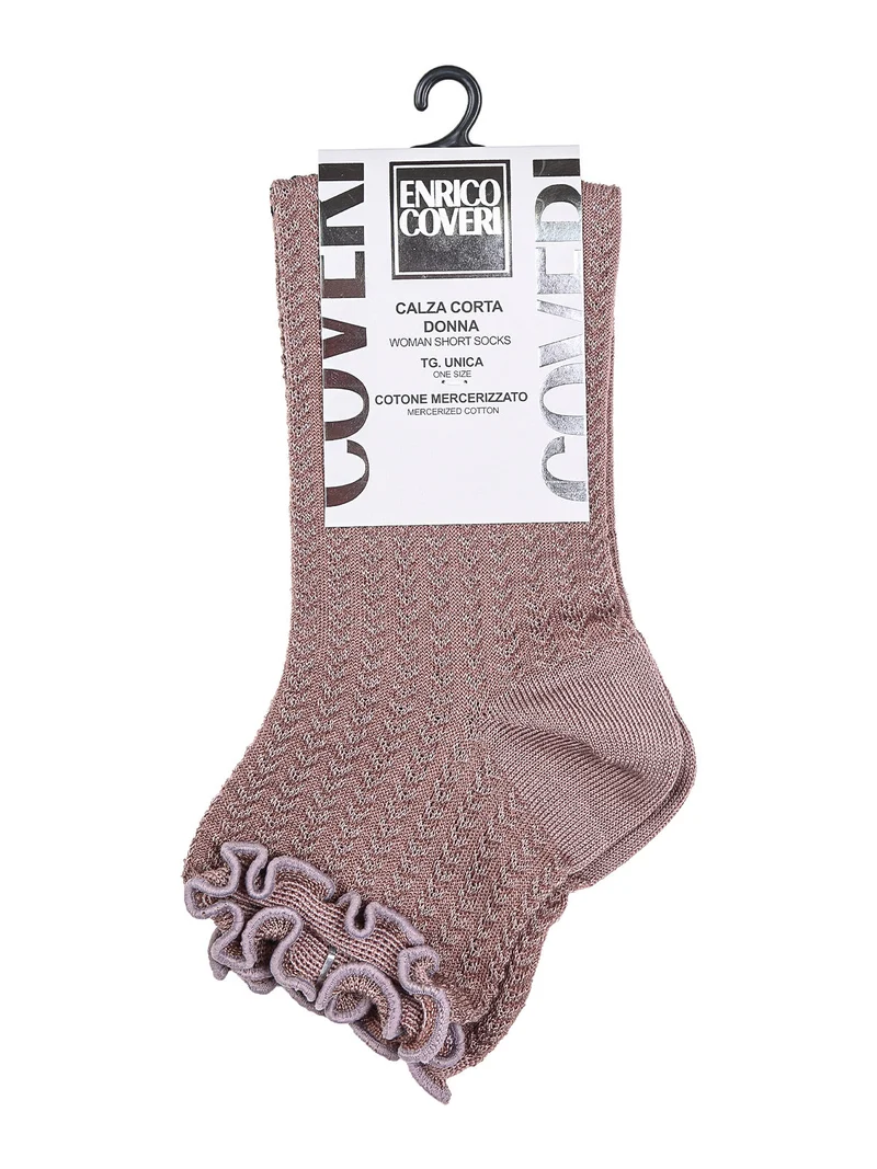 Calze corte da donna con bordo a volant - fango