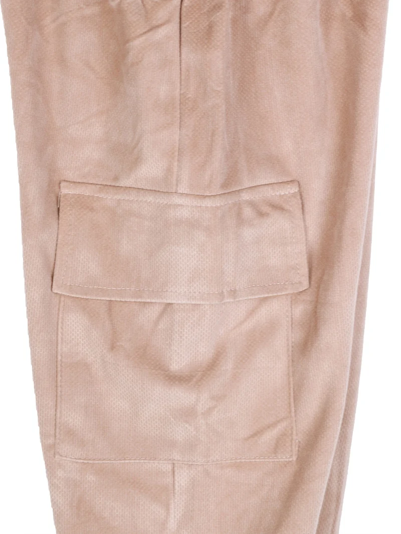 Pantaloni da bambina in velluto con tasconi laterali - khaki
