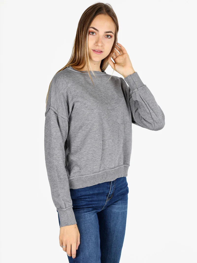 Pullover oversize da donna in maglia - grigio