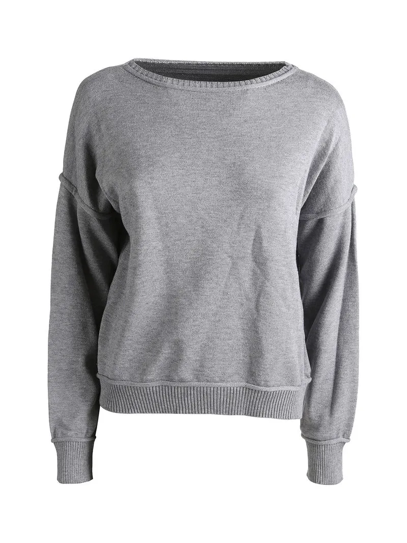 Pullover oversize da donna in maglia - grigio