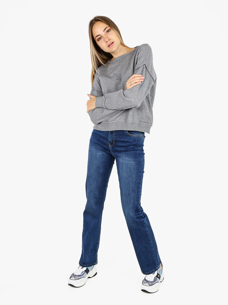 Pullover oversize da donna in maglia - grigio