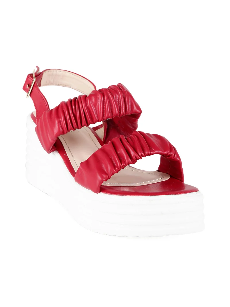 Sandali donna con zeppa - rosso