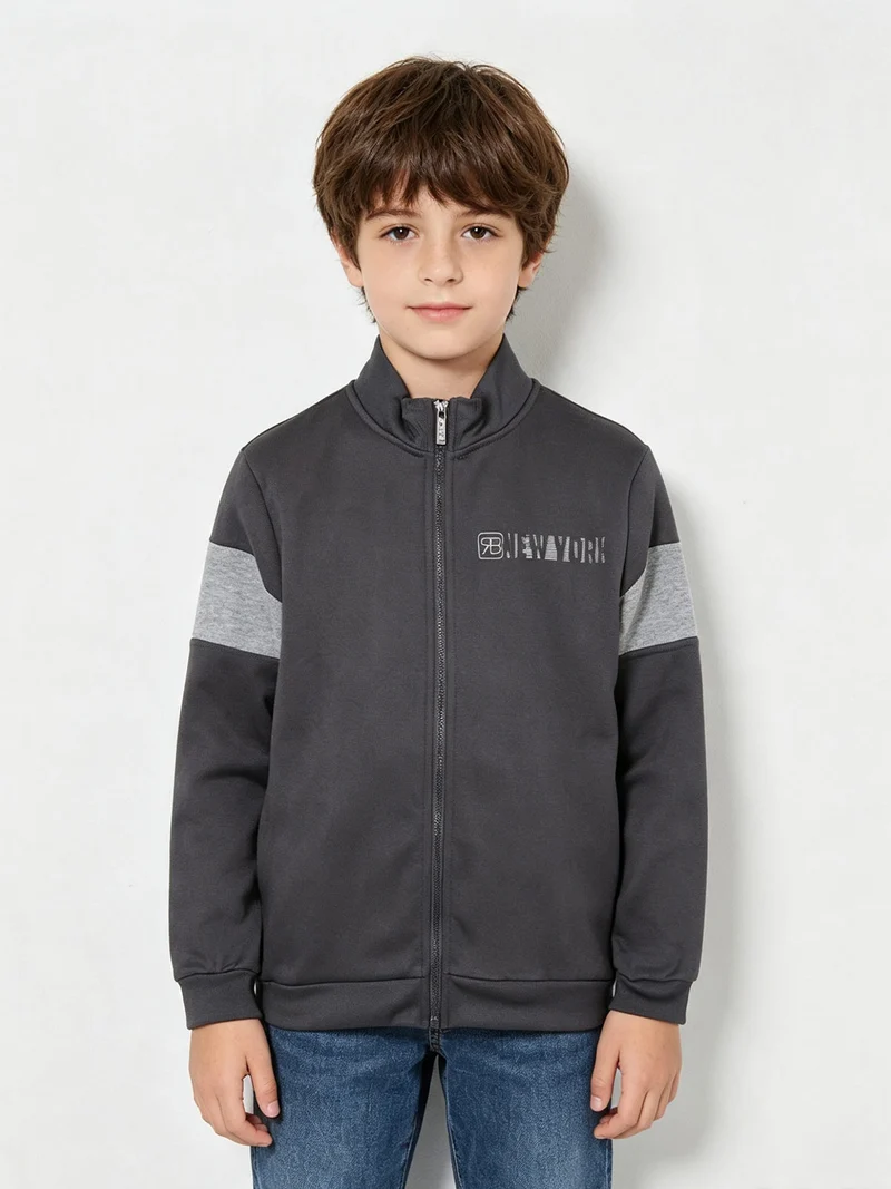 Felpa pesante da ragazzo full zip - grigio scuro