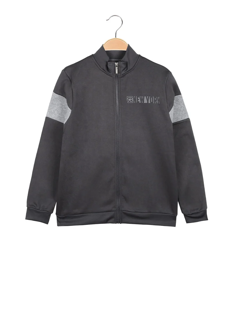 Felpa pesante da ragazzo full zip - grigio scuro