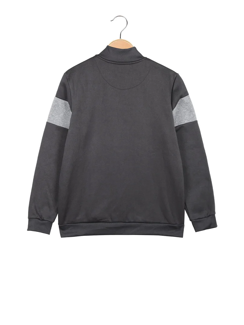 Felpa pesante da ragazzo full zip - grigio scuro