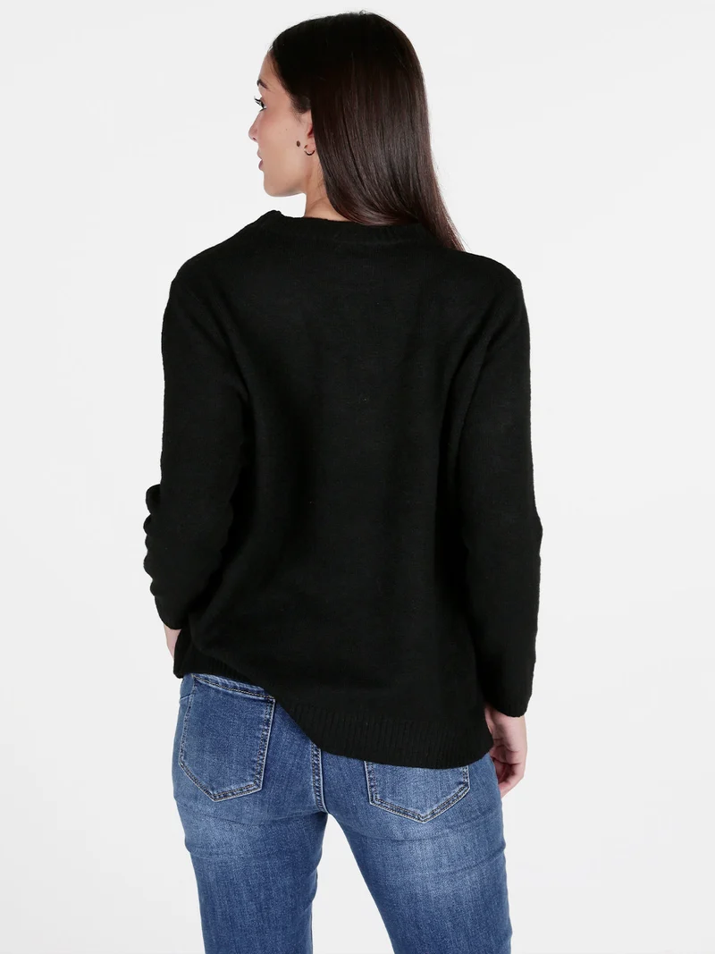 Maglione donna con disegno sul davanti - nero