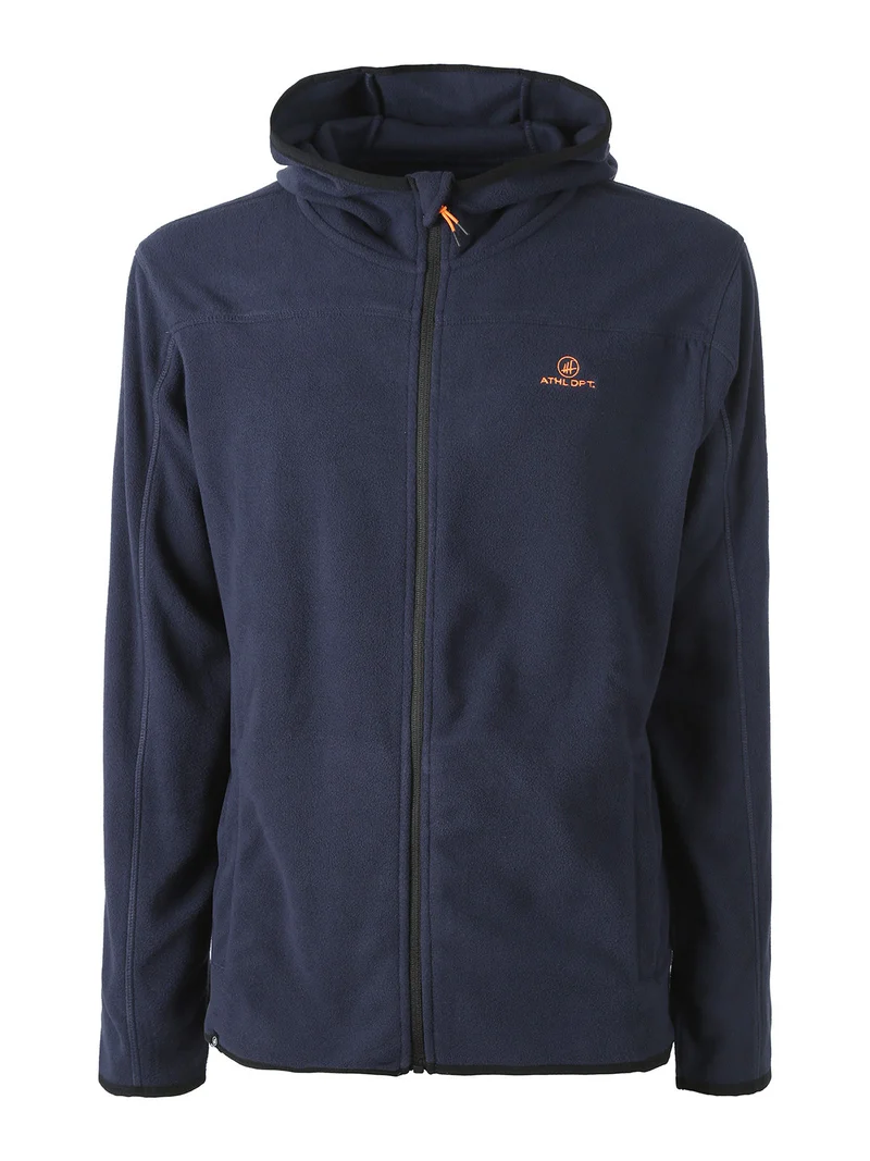 Felpa uomo con cappuccio e zip in micropile - blu scuro