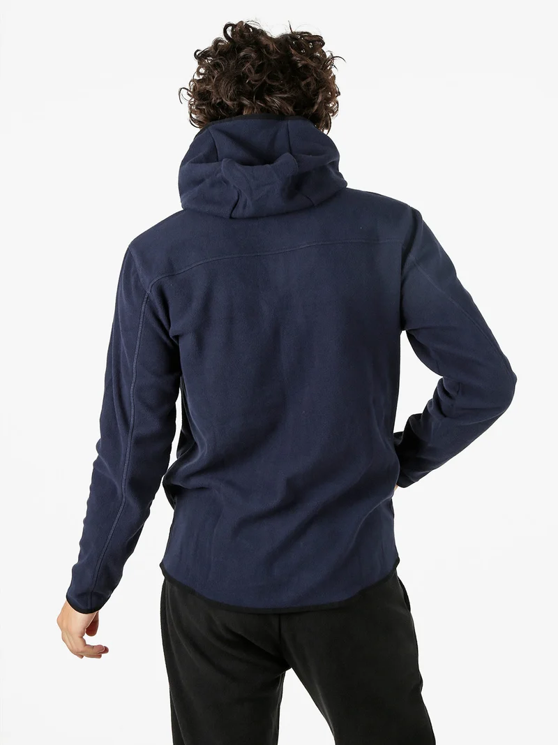 Felpa uomo con cappuccio e zip in micropile - blu scuro