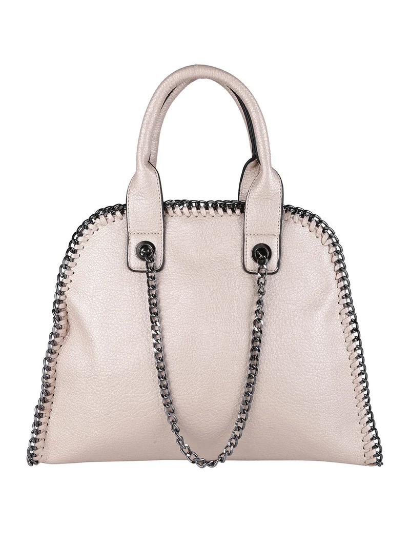 Borsa donna con doppi manici e catena - oro