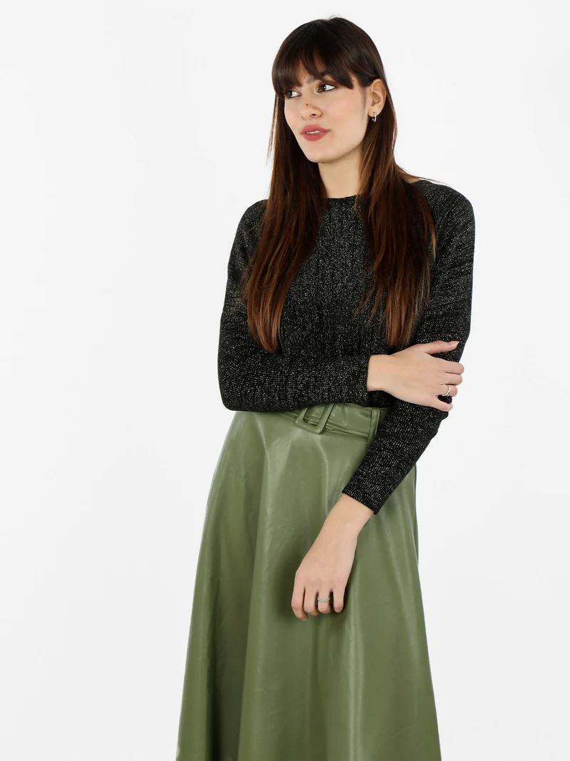 Maglia da donna girocollo con lurex - oro
