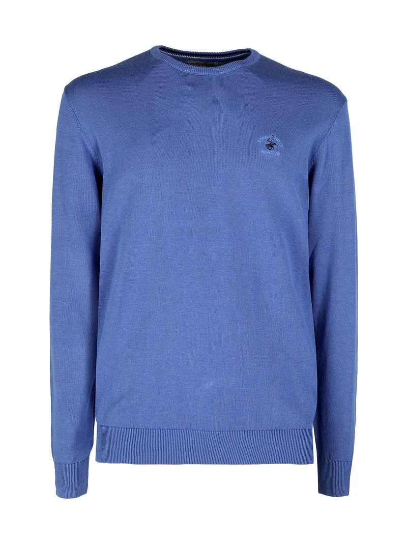 Pullover girocollo da uomo in cotone - bluette