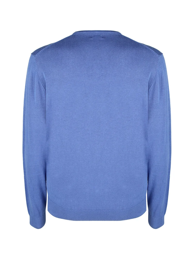 Pullover girocollo da uomo in cotone - bluette
