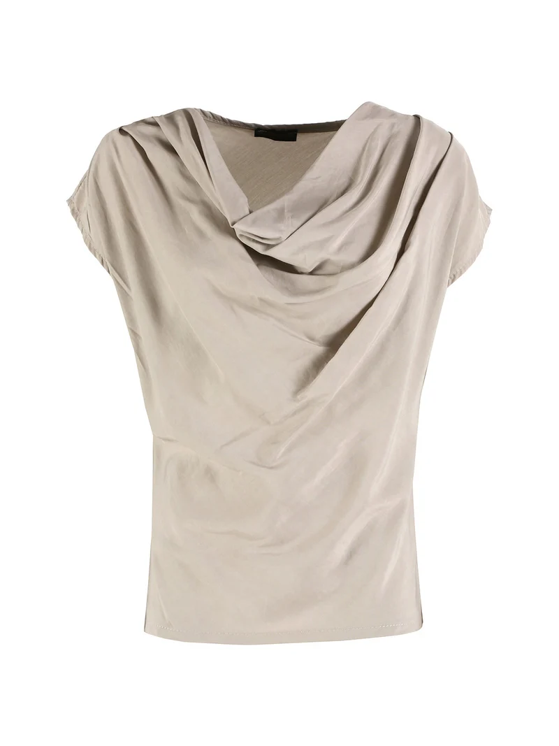 Top da donna con scollo a cascata - sabbia