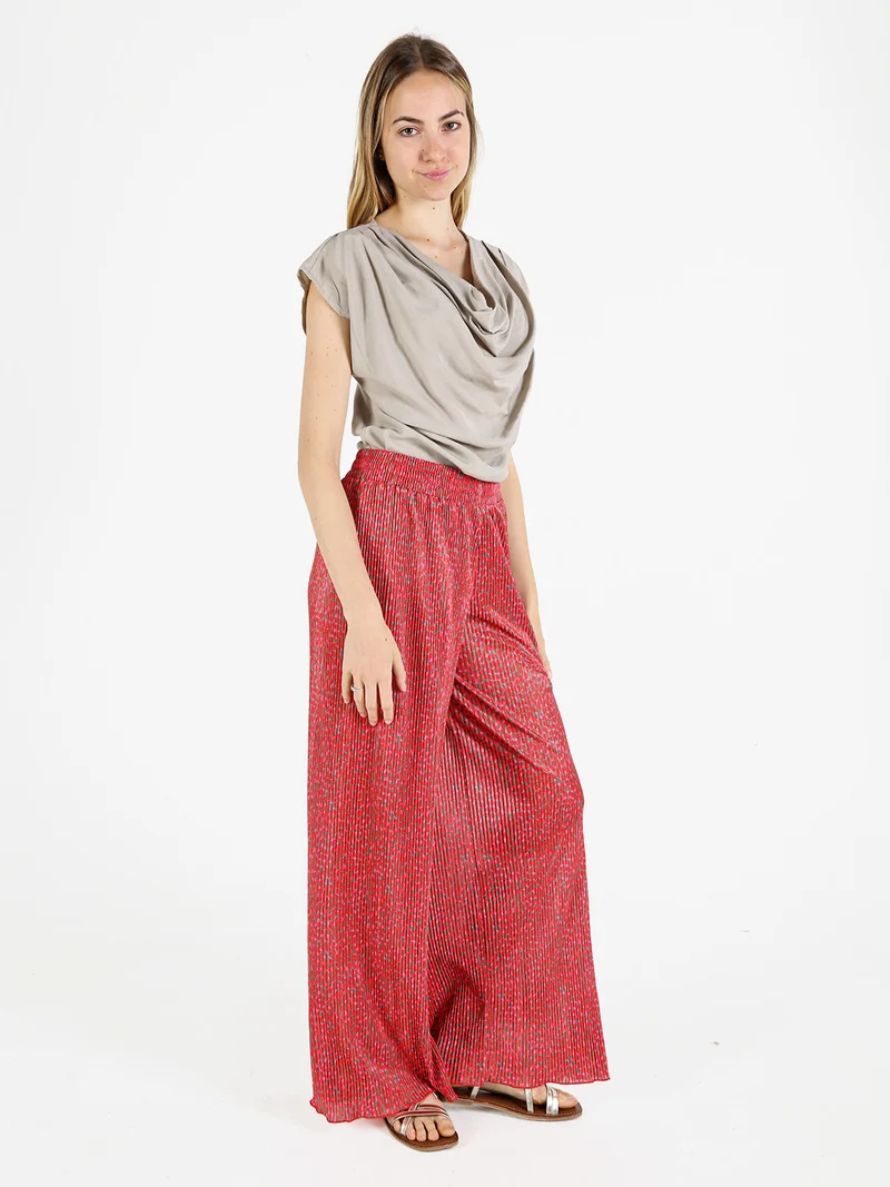 Top da donna con scollo a cascata - sabbia