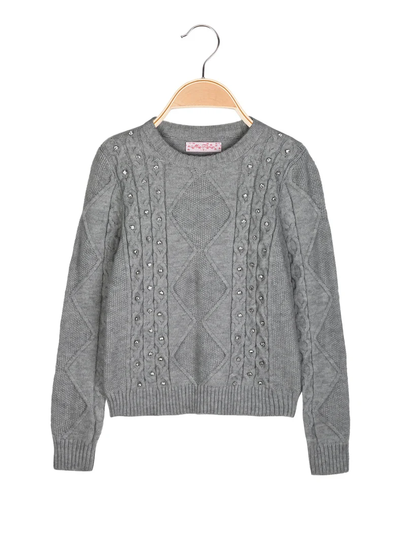 Maglione da bambina con strass - grigio