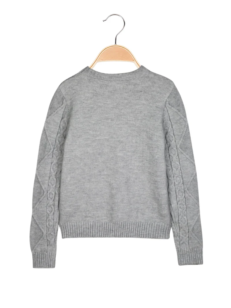 Maglione da bambina con strass - grigio