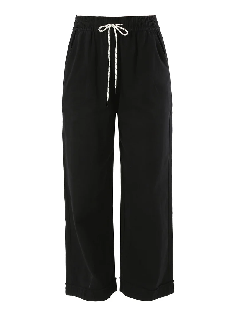 Pantaloni donna a palazzo con coulisse - nero