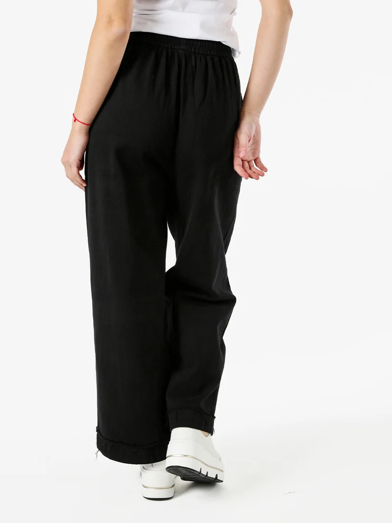 Pantaloni donna a palazzo con coulisse - nero