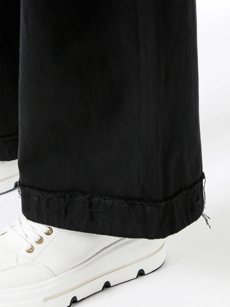 Pantaloni donna a palazzo con coulisse - nero