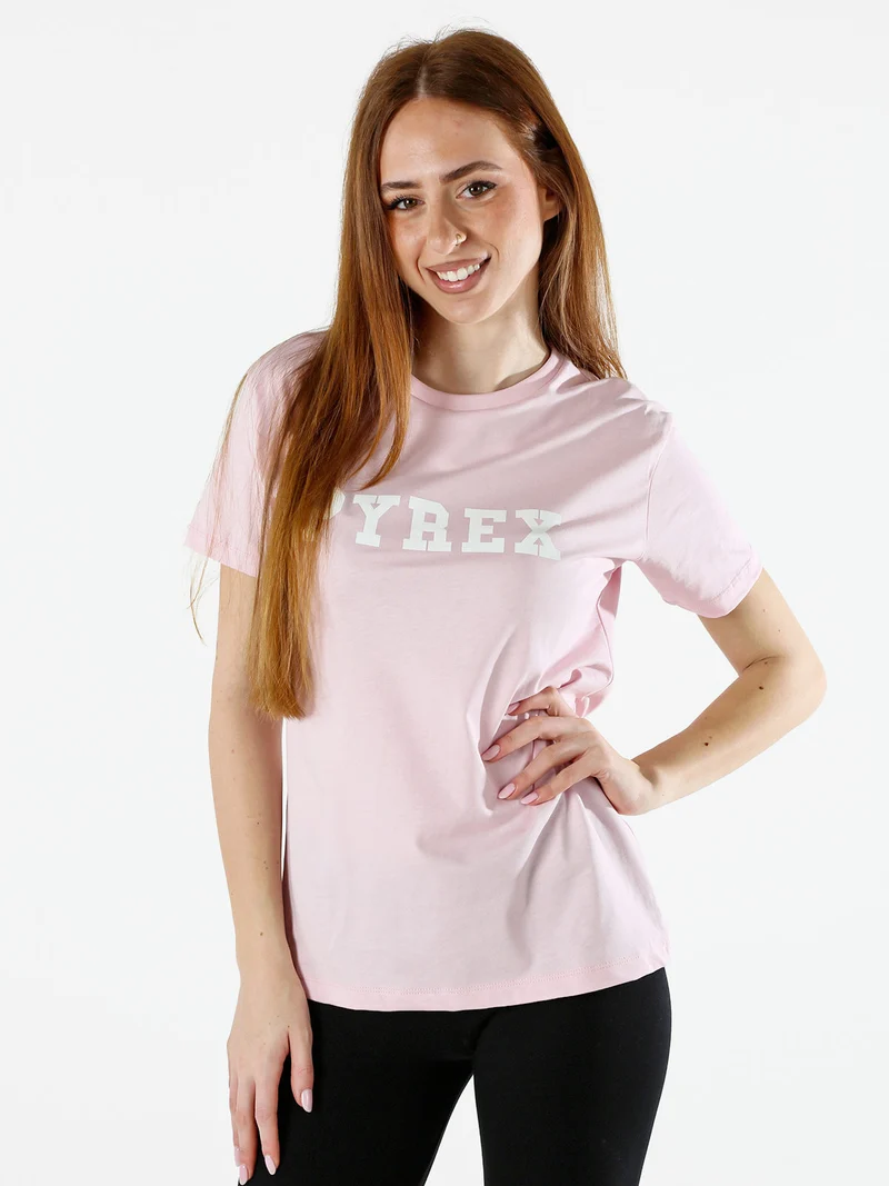 T-shirt donna in cotone con logo - rosa