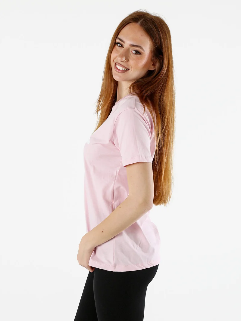 T-shirt donna in cotone con logo - rosa