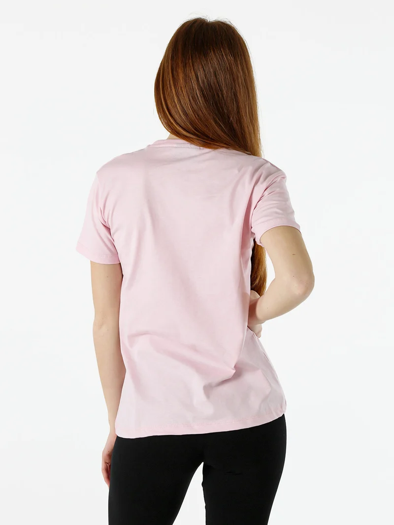 T-shirt donna in cotone con logo - rosa