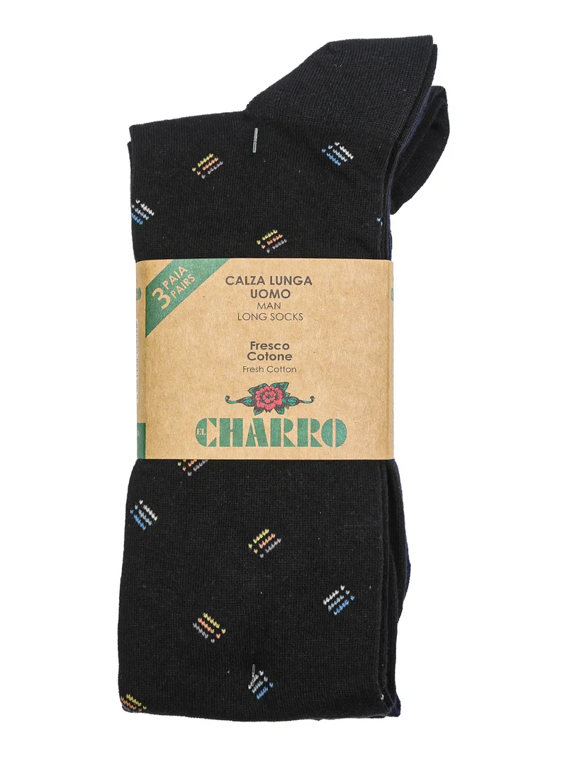 Confezione da 3 paia di calze lunghe da uomo in cotone - blu