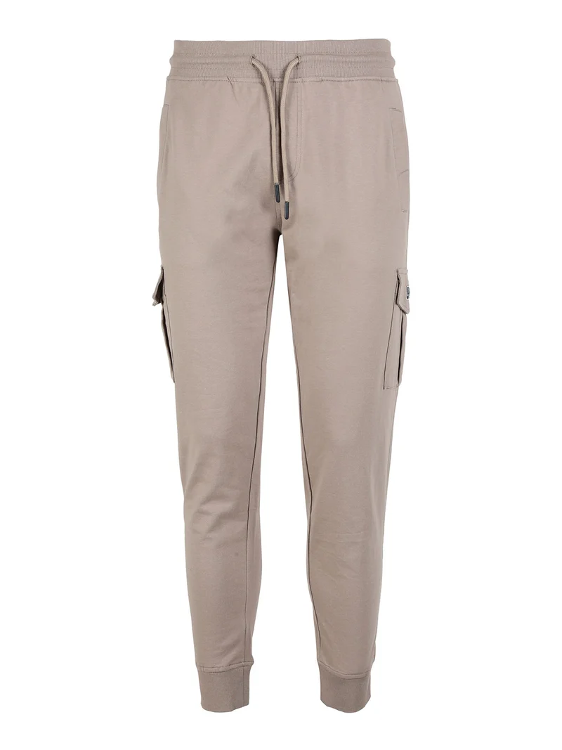 Pantaloni da uomo in felpa con tasconi e polsini - fango