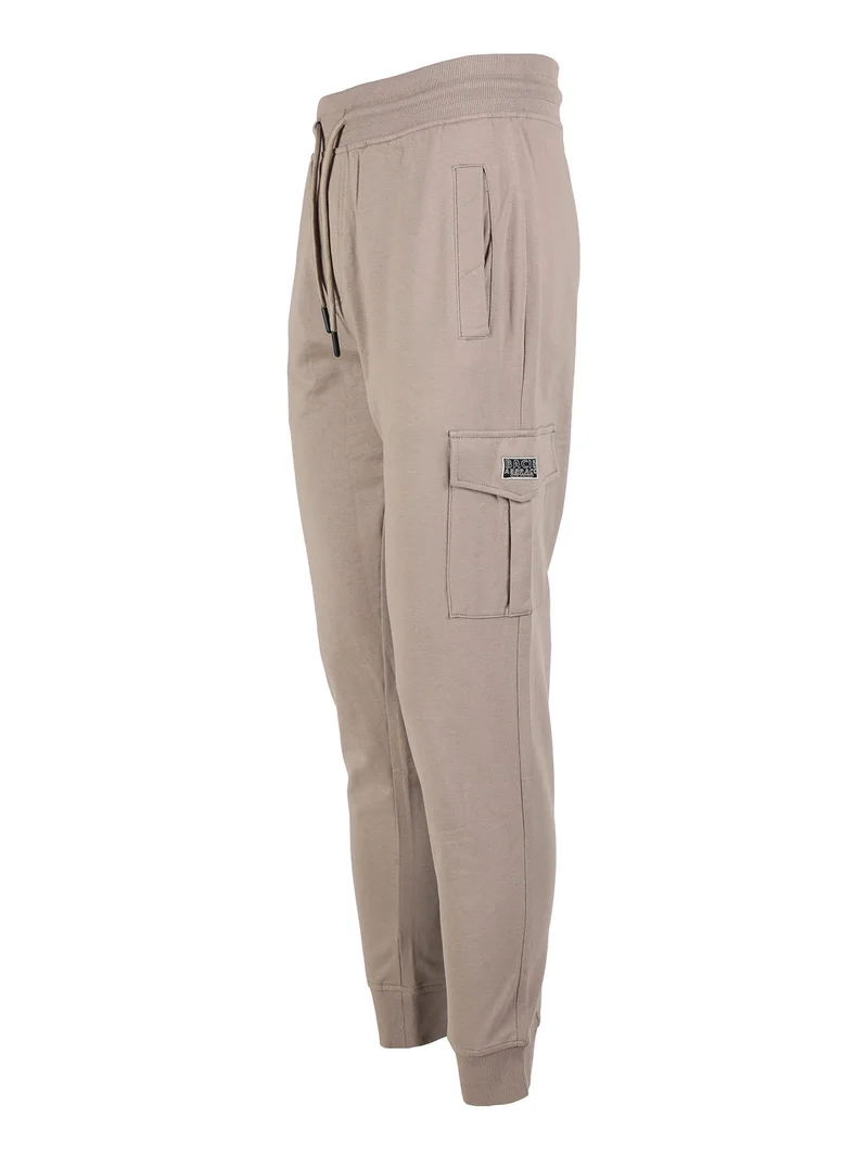 Pantaloni da uomo in felpa con tasconi e polsini - fango