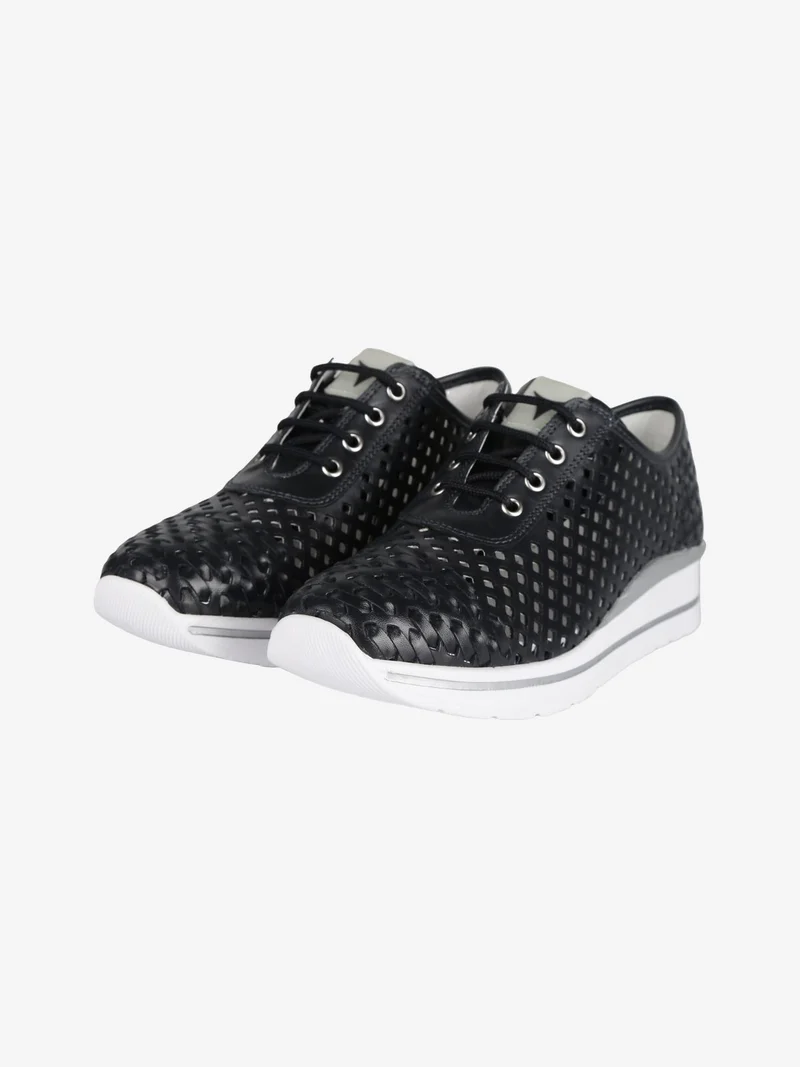 Sneakers in pelle stringata donna - nero