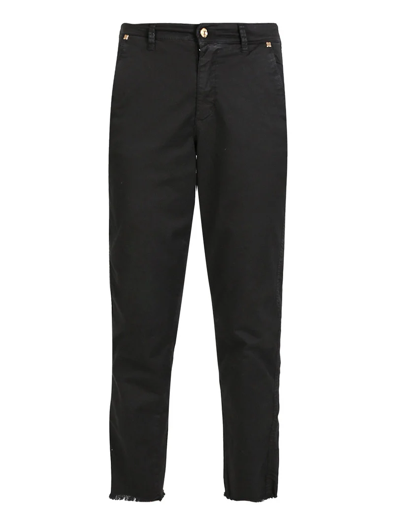 Pantaloni da donna chino con finale sfrangiato - nero