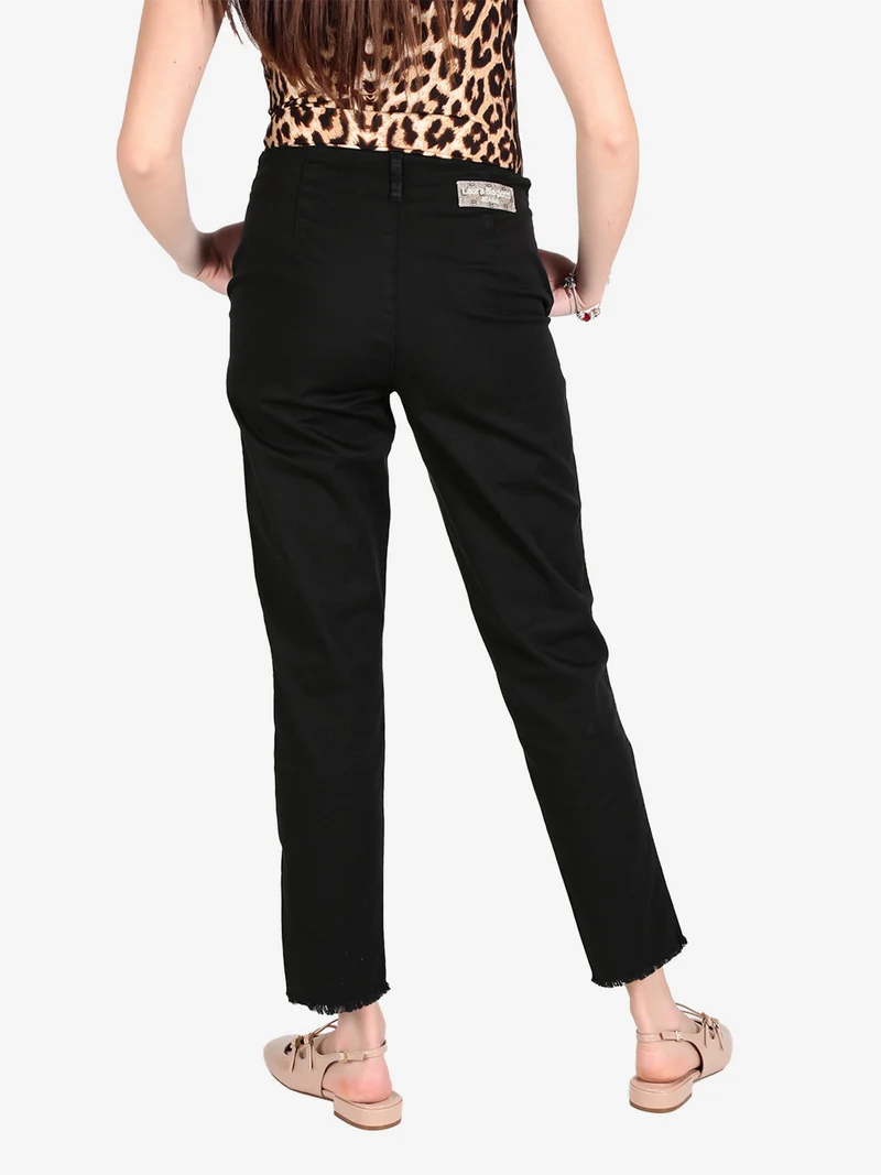 Pantaloni da donna chino con finale sfrangiato - nero